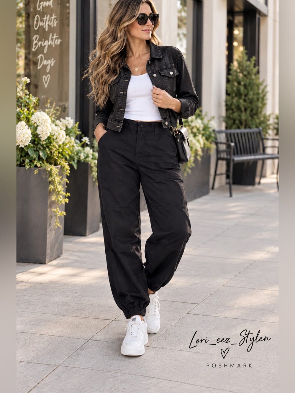 Harlow Black Cargo Jogger Pants with Elastic Cuffs